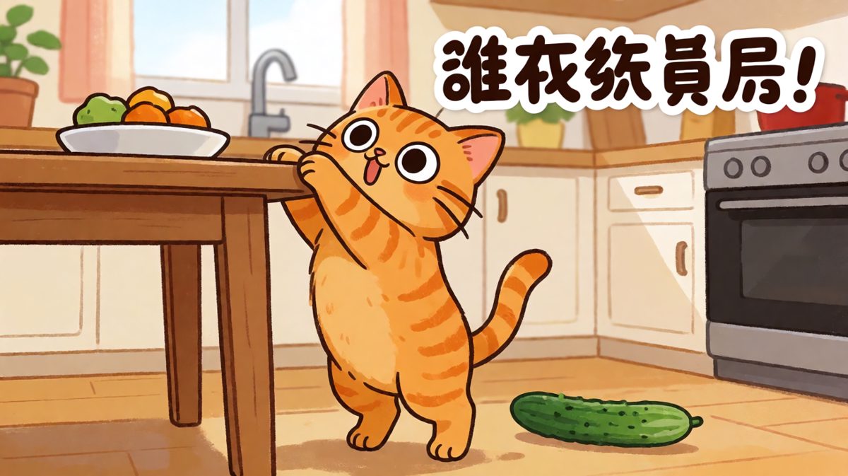 猫咪被黄瓜吓飞瞬间，灵魂出窍也不过如此。