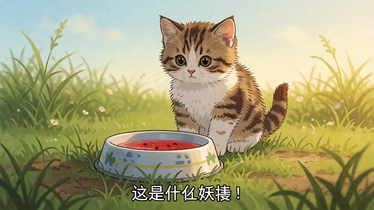 猫咪照镜子被自己帅到，还是吓到，说不清。