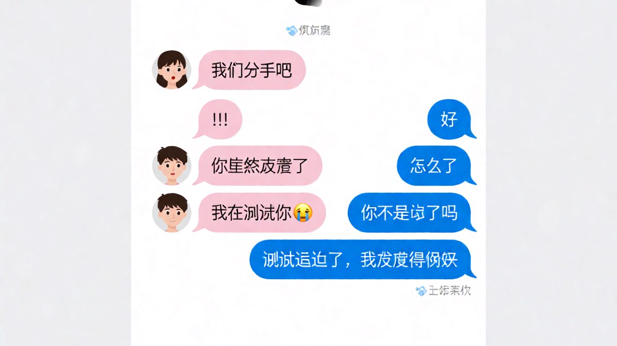 女生试探性提分手，男生秒答让她怀疑人生。
