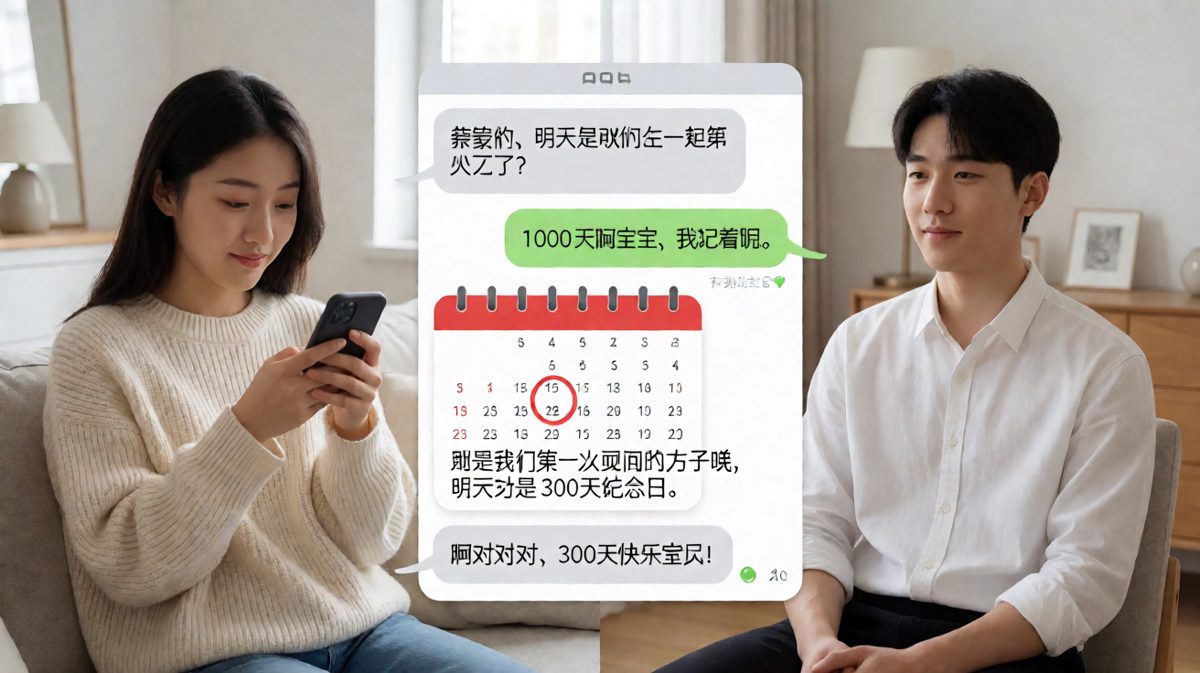 纪念日算错的反转：1000天变300天