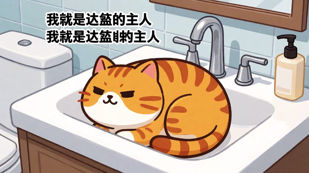 洗澡？不，是本喵在统治这个洗手池！