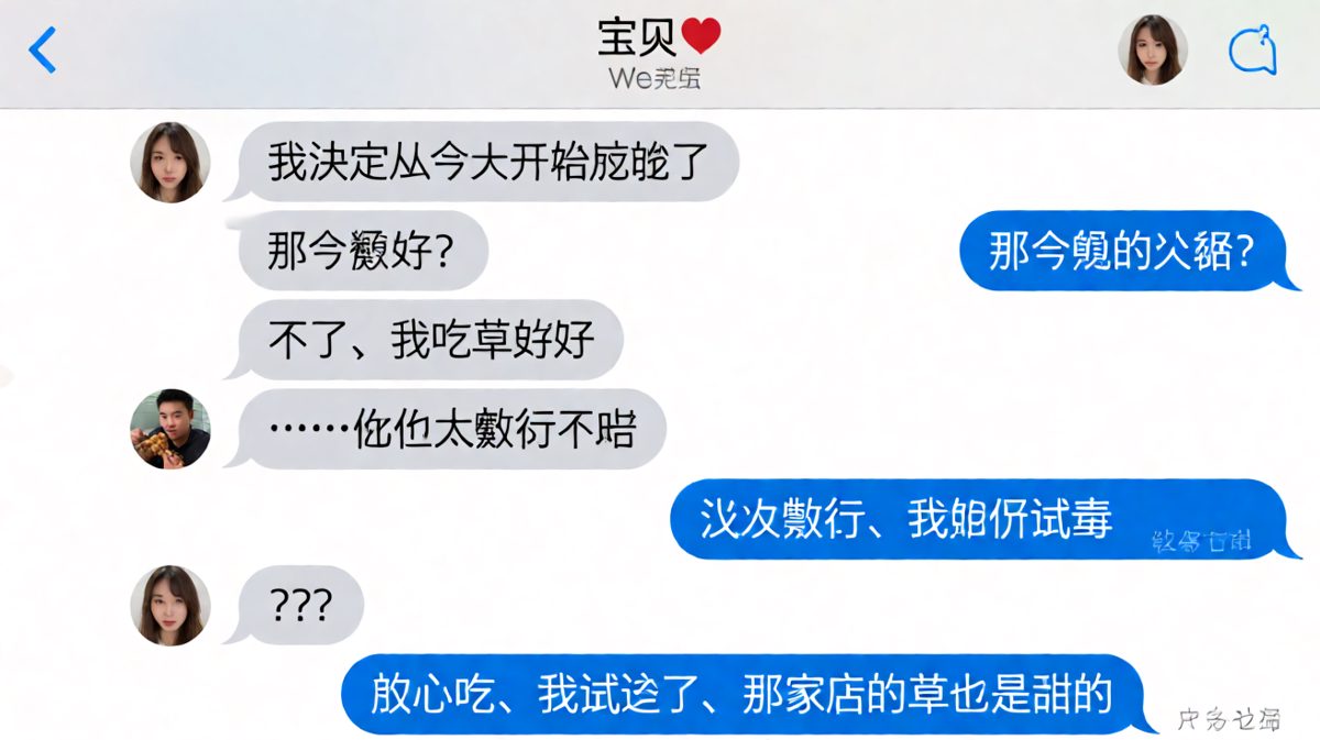 女生喊减肥吃草，男生却帮她「试毒」烤串，反转让人无言以对。