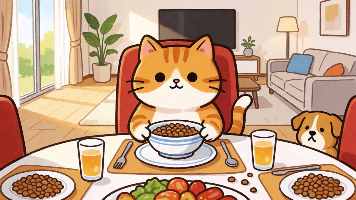 猫咪罢工现场：今天的猫粮配不上本喵的胃口，撤碗！
