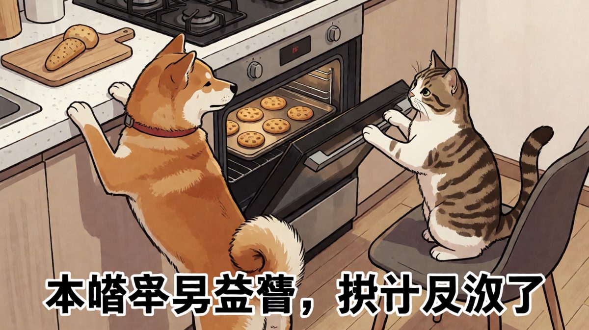 狗狗偷吃失败现场：本汪只是闻闻味道，又不是要吃！