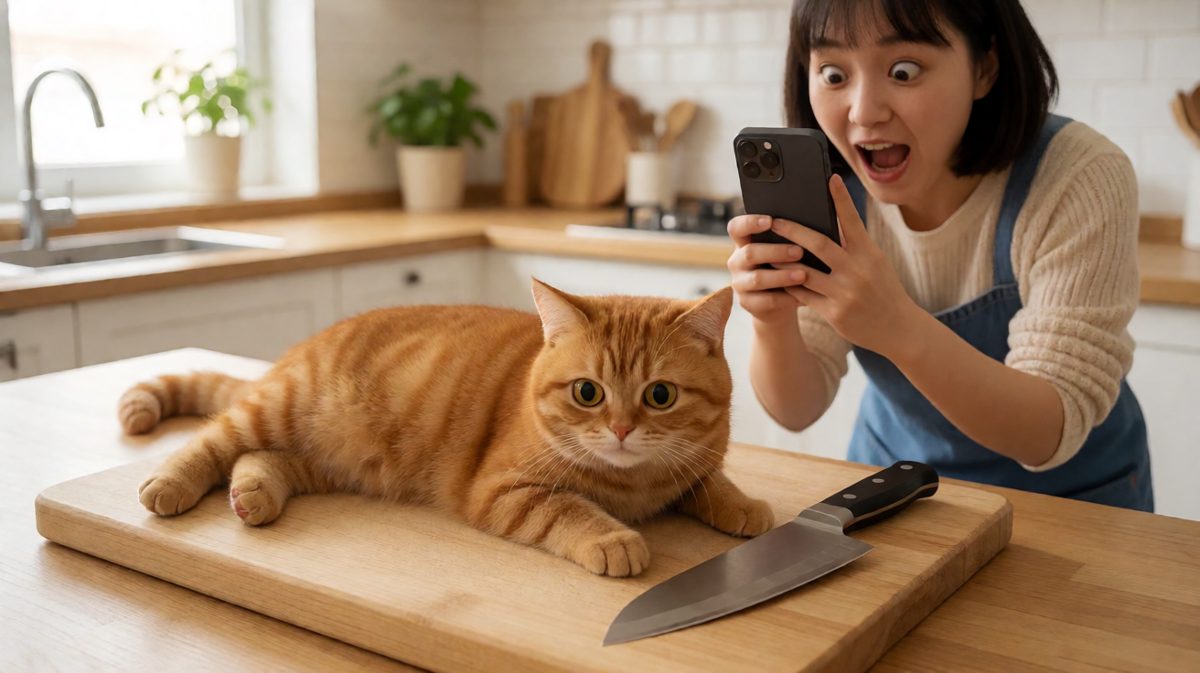 猫：你以为我是菜？不，我是假装成菜的喵。