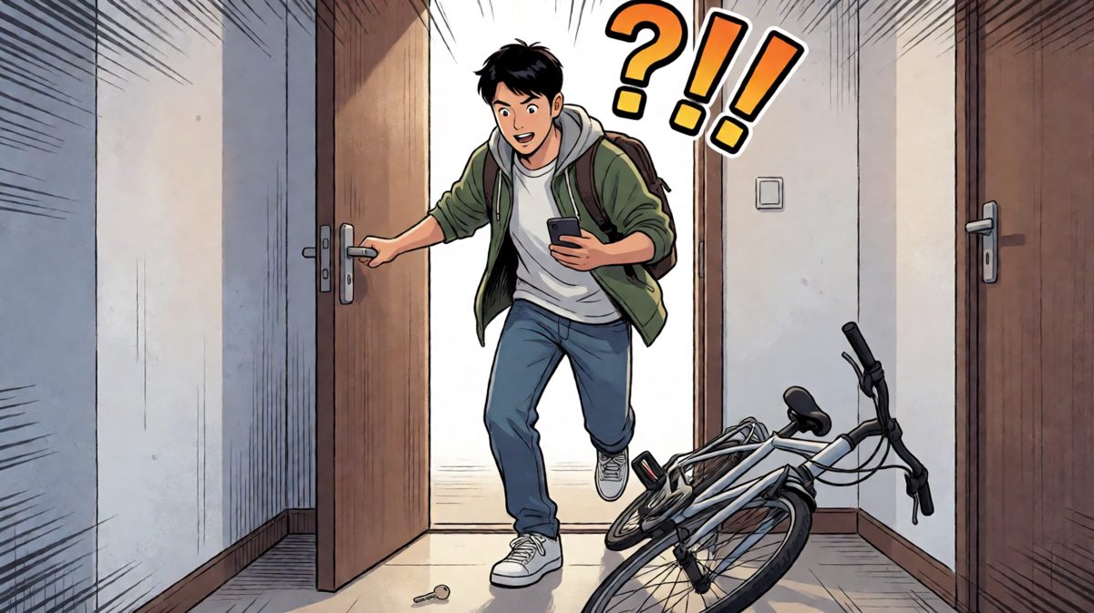 冲到门口，发现忘带了