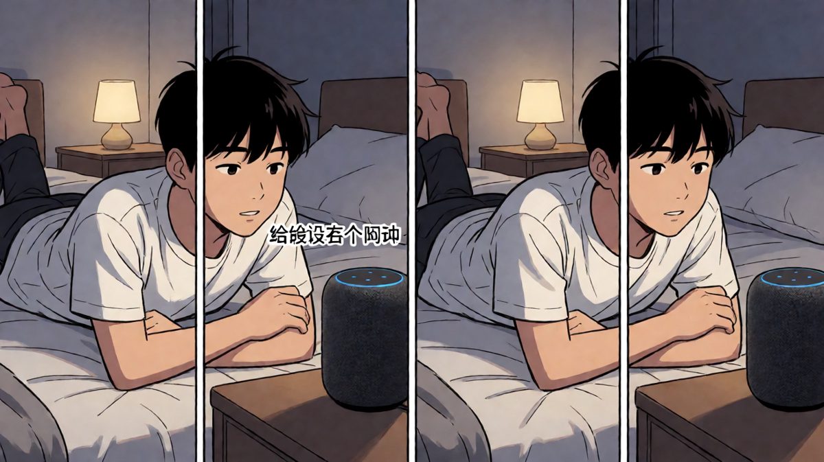 男主深夜吩咐智能音箱设六个闹钟