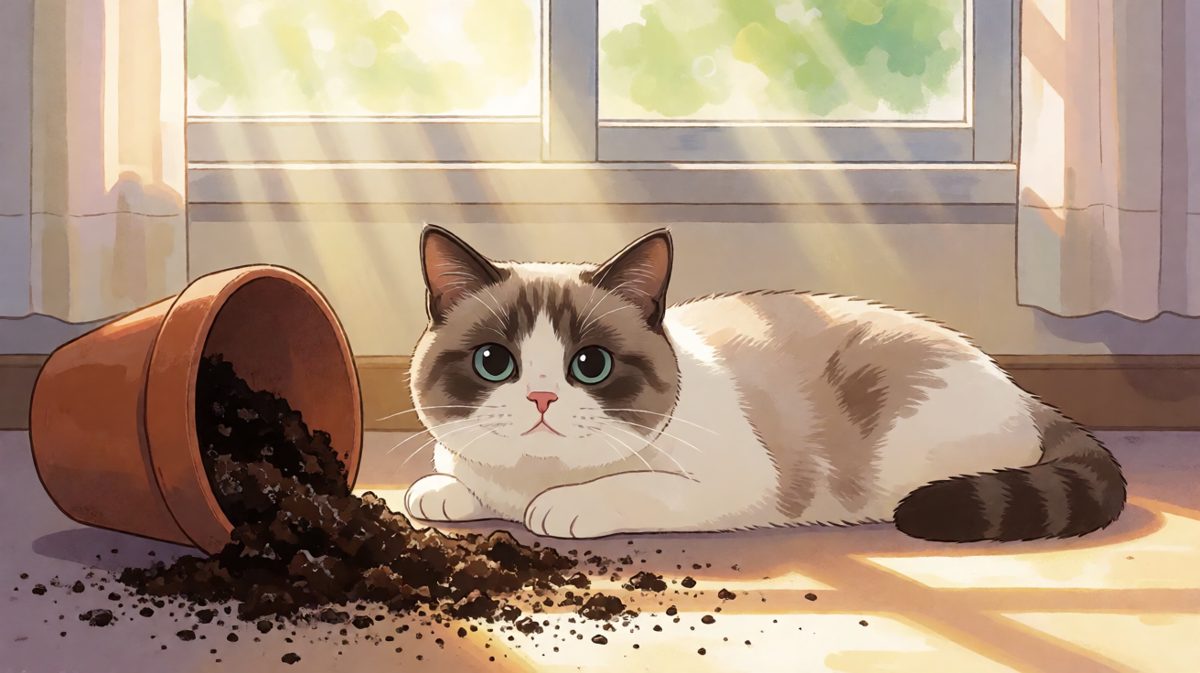 猫：花盆先动的，我只是正当防卫～