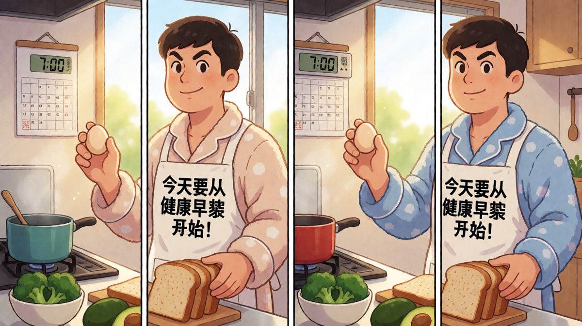 第一天：信心满满，健康早餐flag立下