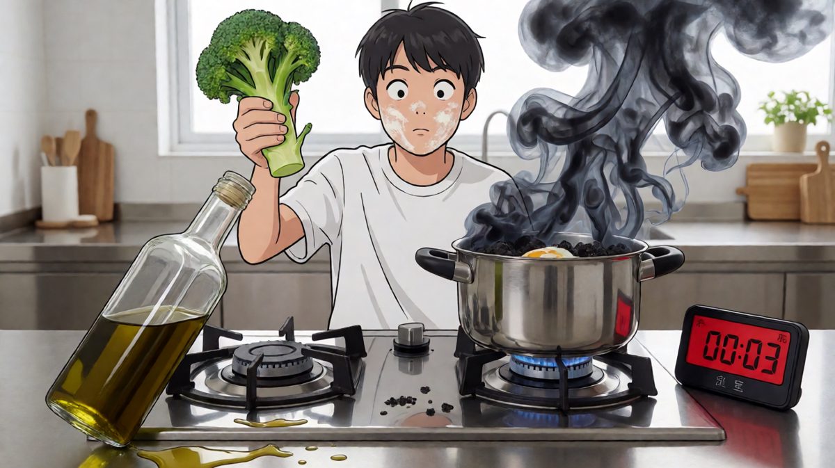 第二格：鸡蛋糊了，事情开始失控