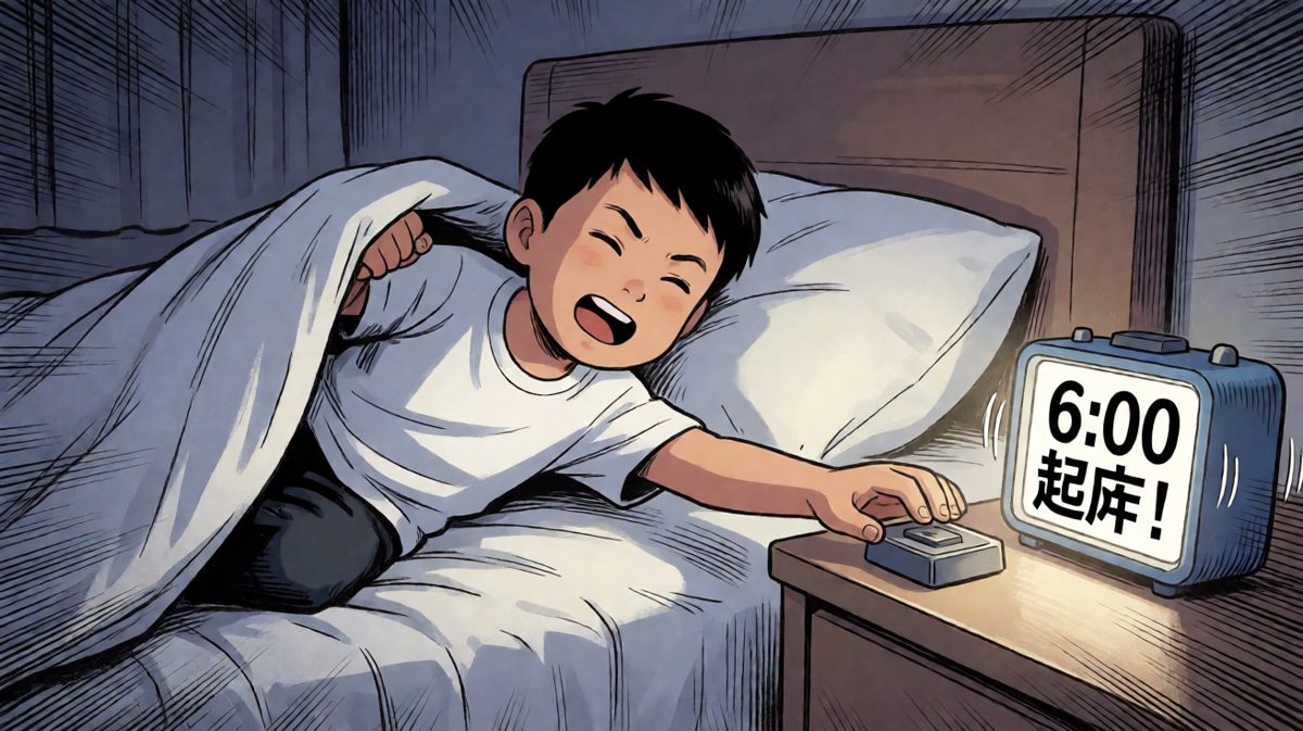 第一个闹钟响起，小明与它的生死搏斗开始了
