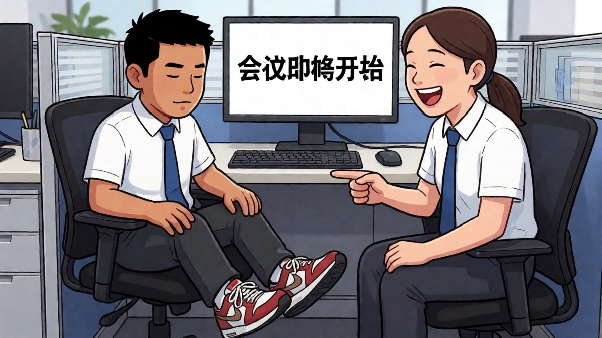 到公司才发现鞋穿反了