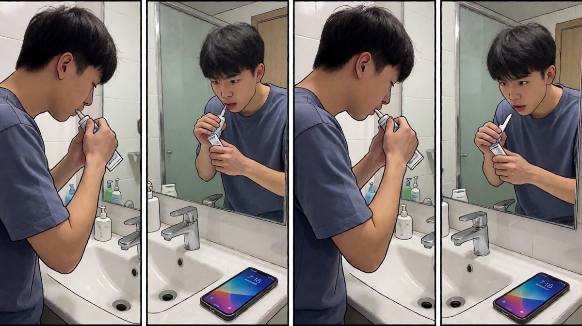 好不容易爬起来，却发现牙膏已经离家出走了