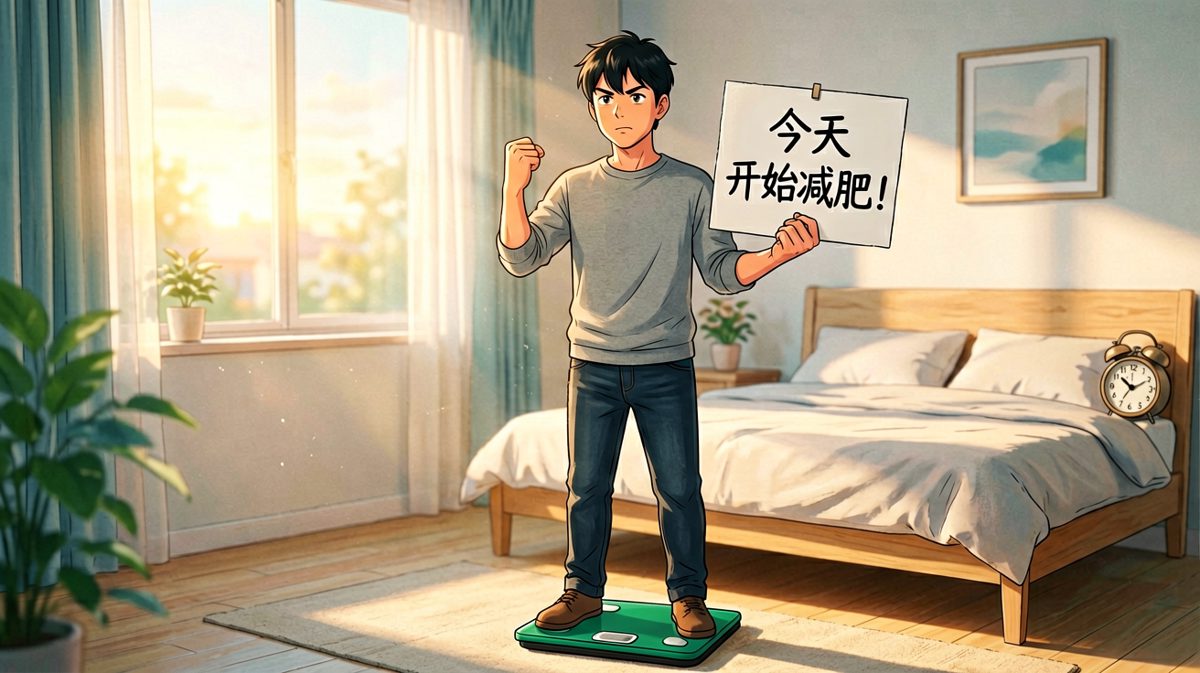 主角雄心壮志宣布减肥计划