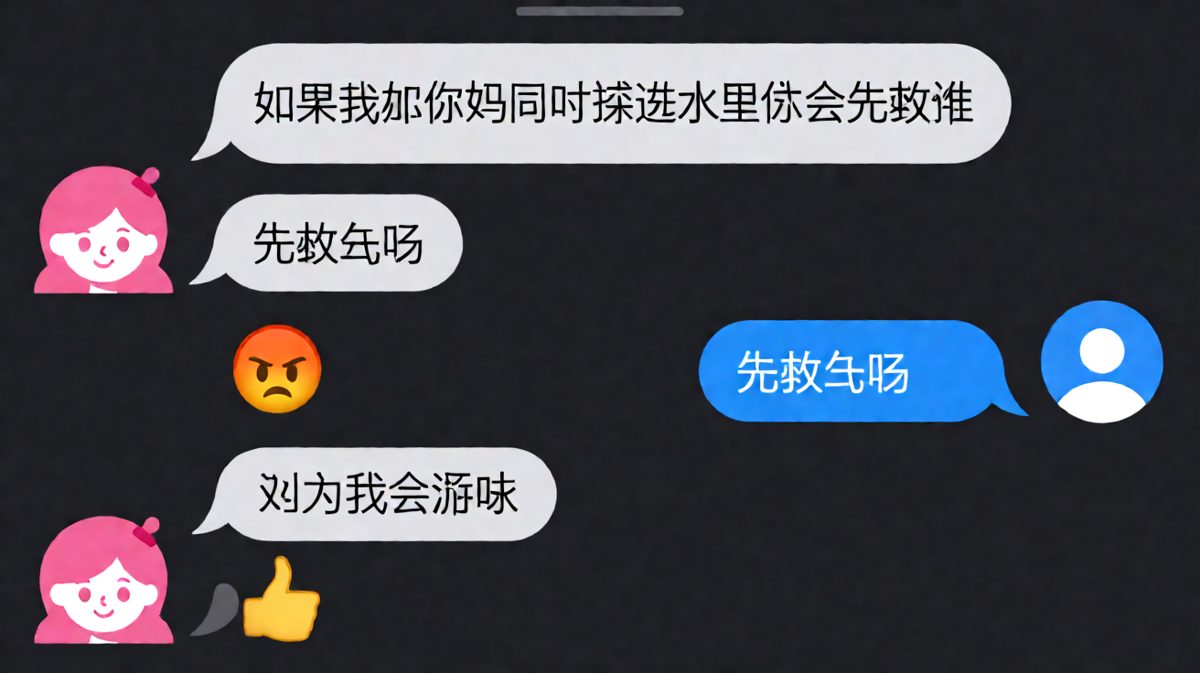 送命题的反转答案：我会游泳所以我不用救你妈