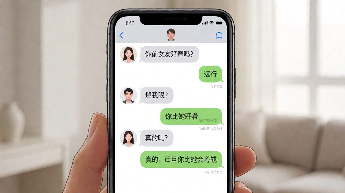 女生比较自己和前女友，男生正面回答后反转调侃省钱。