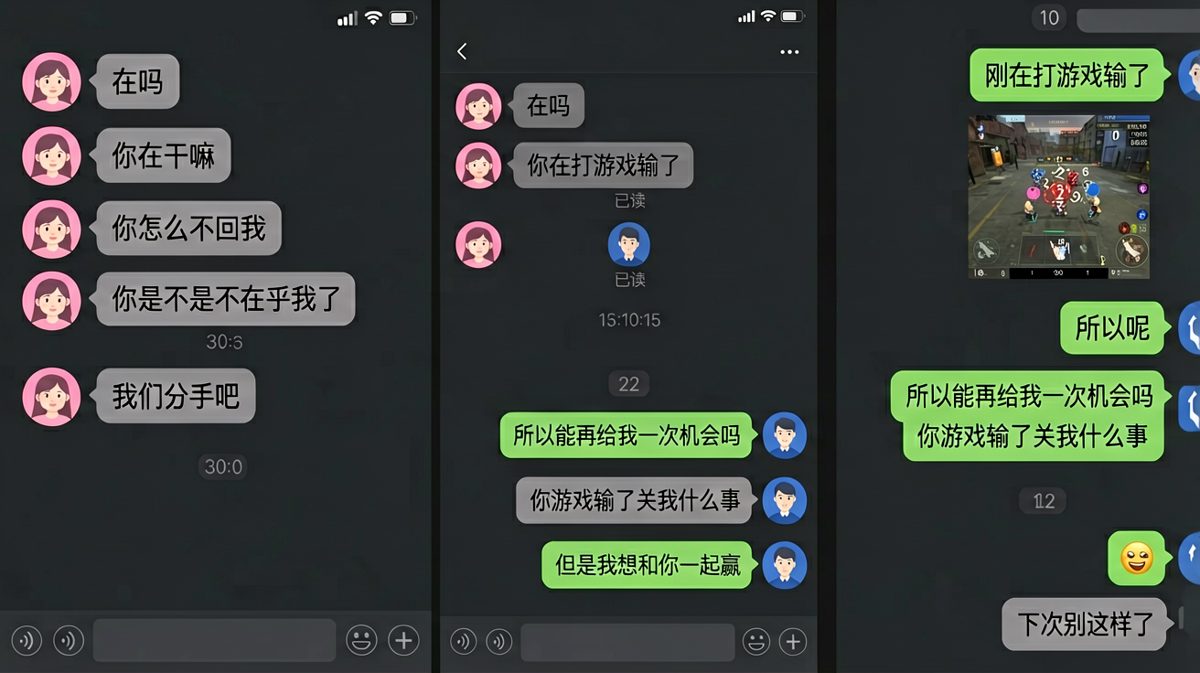 五连发 vs 一局游戏，男生用'一起赢'成功挽回败局
