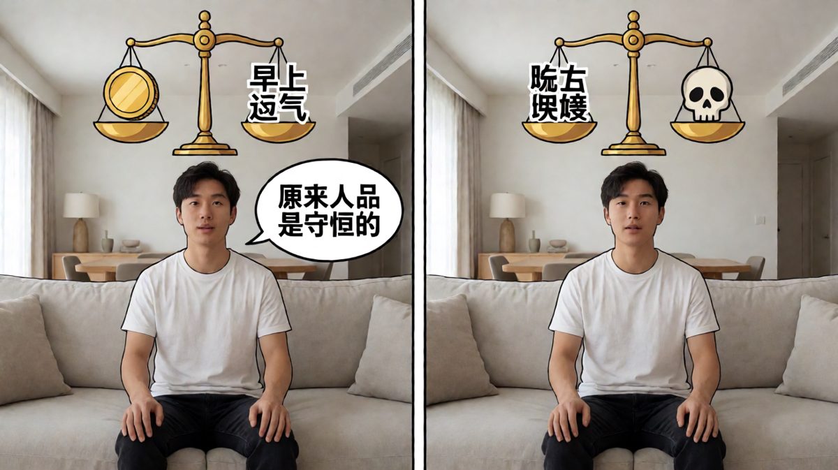 早上捡的钱，原来是在晚上连本带利还回来了……