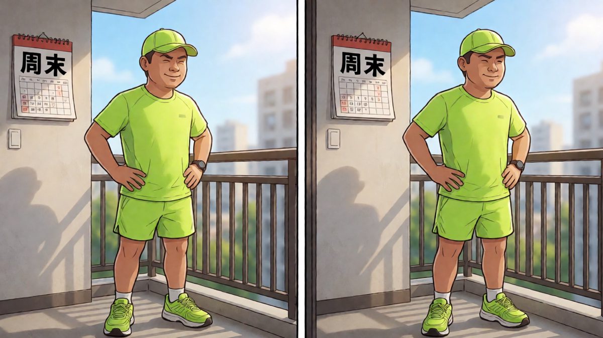 全副武装站在阳台，突然发现——今天是周六，谁在跑步？