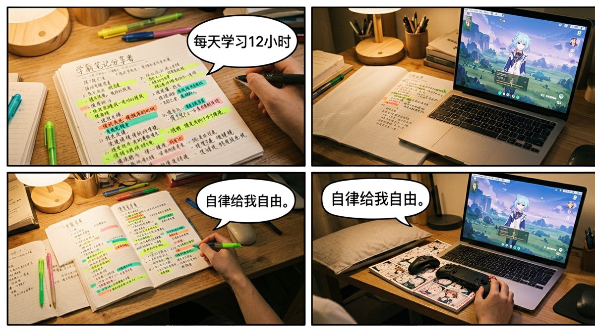 学霸的秘密武器：假笔记真开黑。