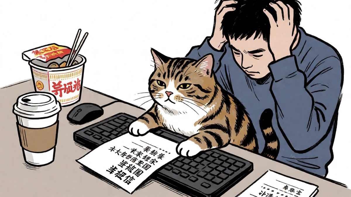猫咪程序员终于提交了人生第一份辞职报告，理由栏写着'键盘太软'。