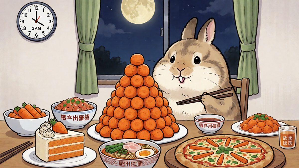 胡萝卜控兔子深夜食堂吃到凌晨三点