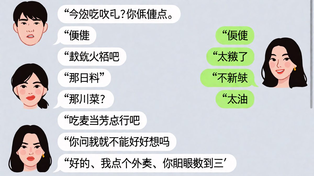 '随便'是情侣聊天最高难度题目，男生最终选择放弃治疗