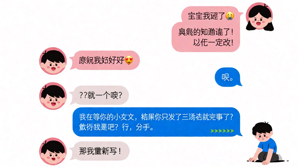 男生以为三句话认错就完事，实则掉进更大陷阱