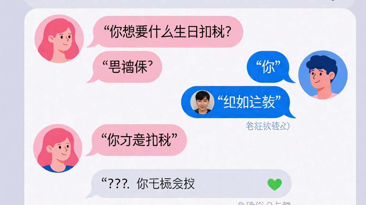男生试图幽默回应生日礼物问题，结果越描越黑。