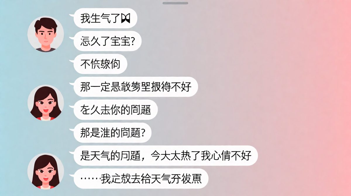 女朋友生气万能理由：不是你的错，是天气的错。