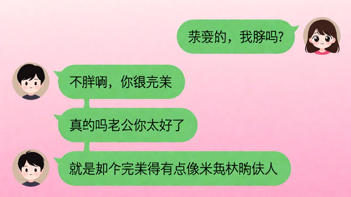 老婆问胖不胖，老公的回答从甜到扎心只需一秒