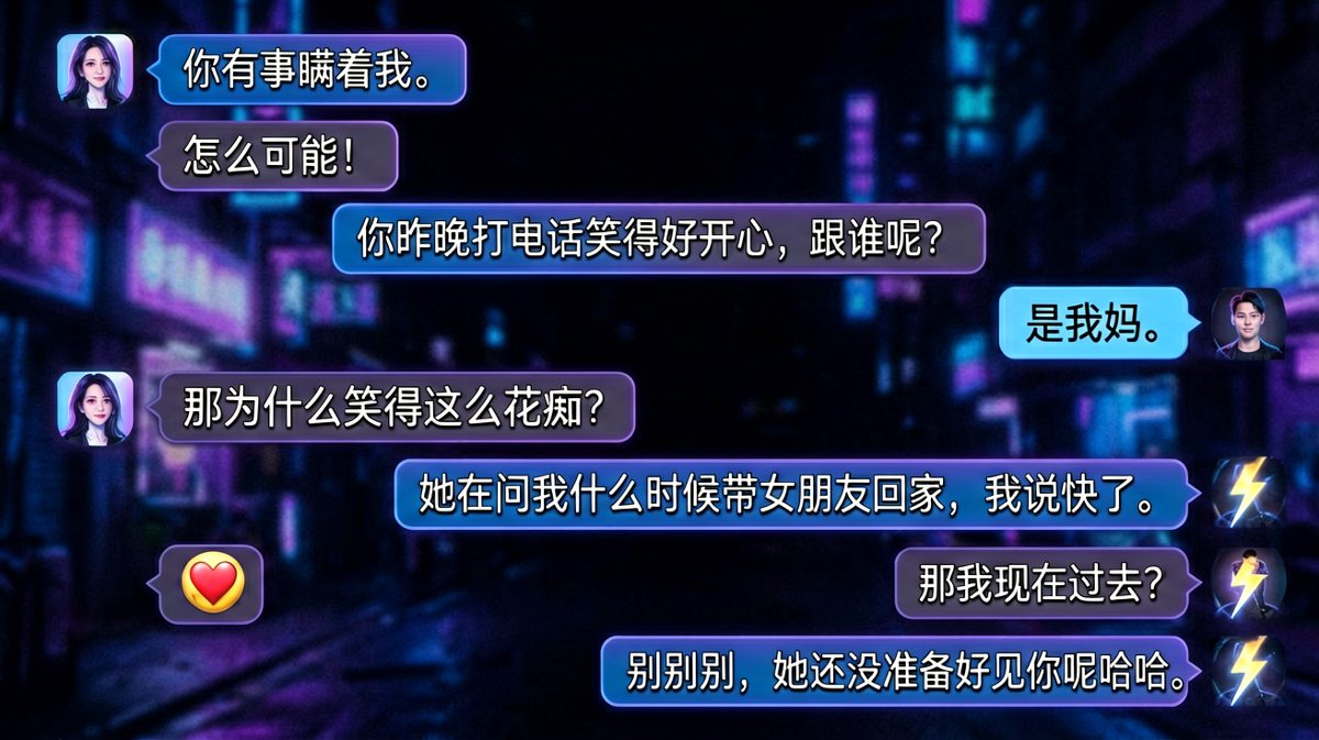 查岗反被撩，男朋友一句话让女生心跳加速。