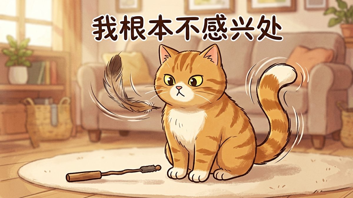 猫咪：我很高贵，这根羽毛才不入我眼……（但尾巴已经出卖了自己）