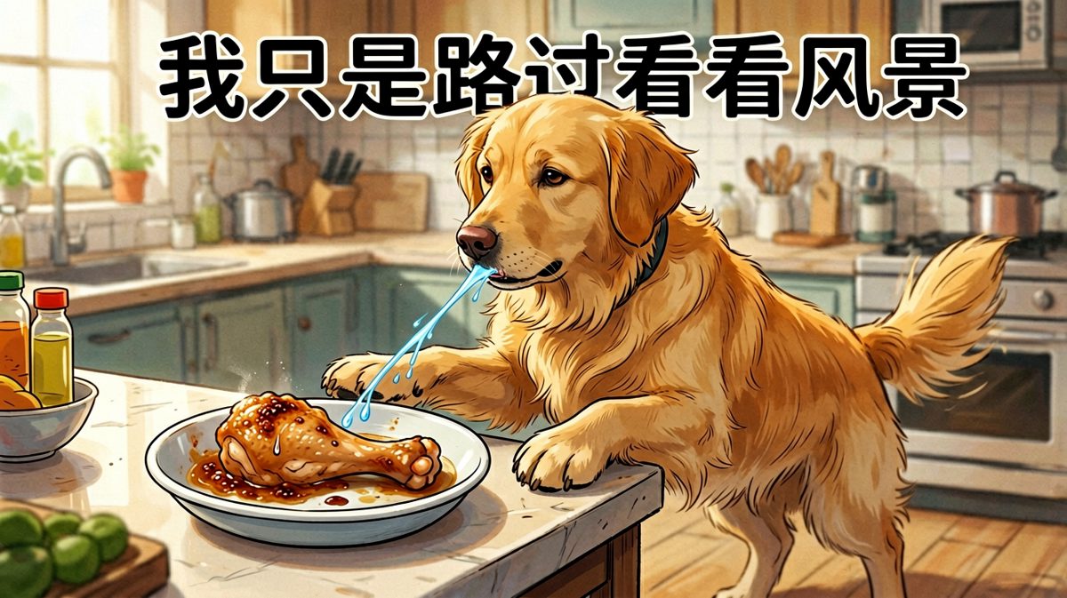 金毛：我只是个爱干净的乖孩子，绝不是我馋了……（狗腿子实锤）