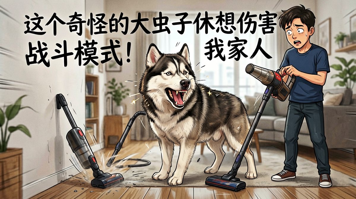 哈士奇：退后！这个钢铁巨兽就交给我来对付！（虽然打不过但气势不能输）