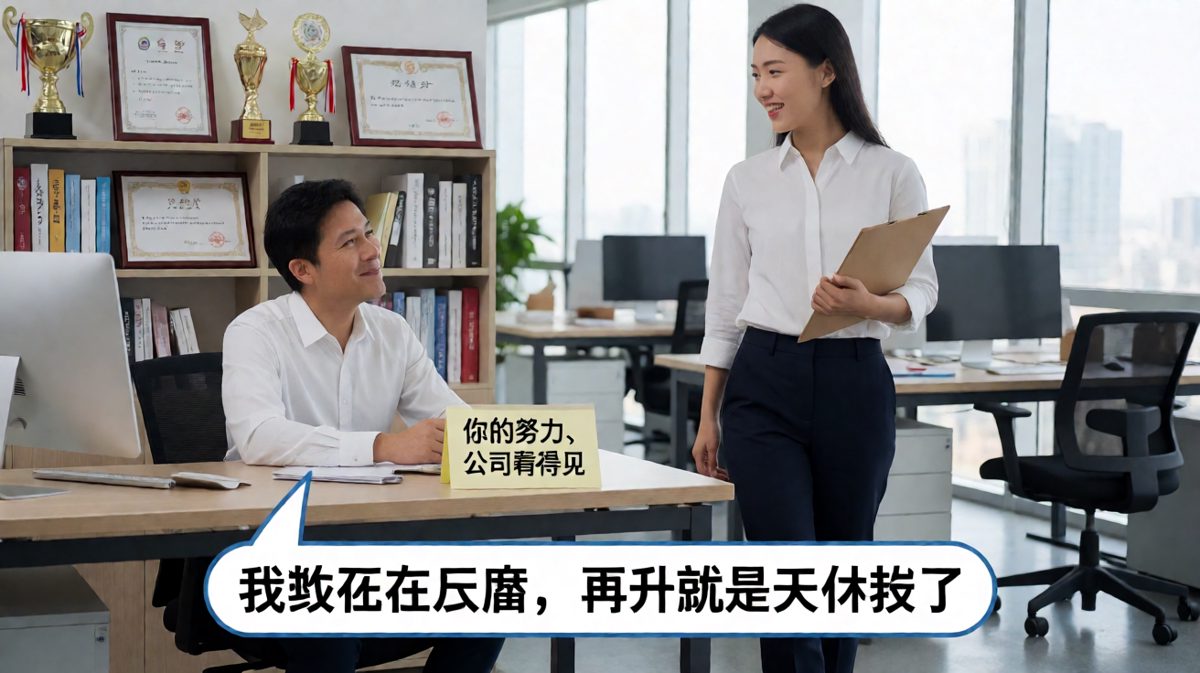 员工问什么时候升职，老板说'再升就是天花板'