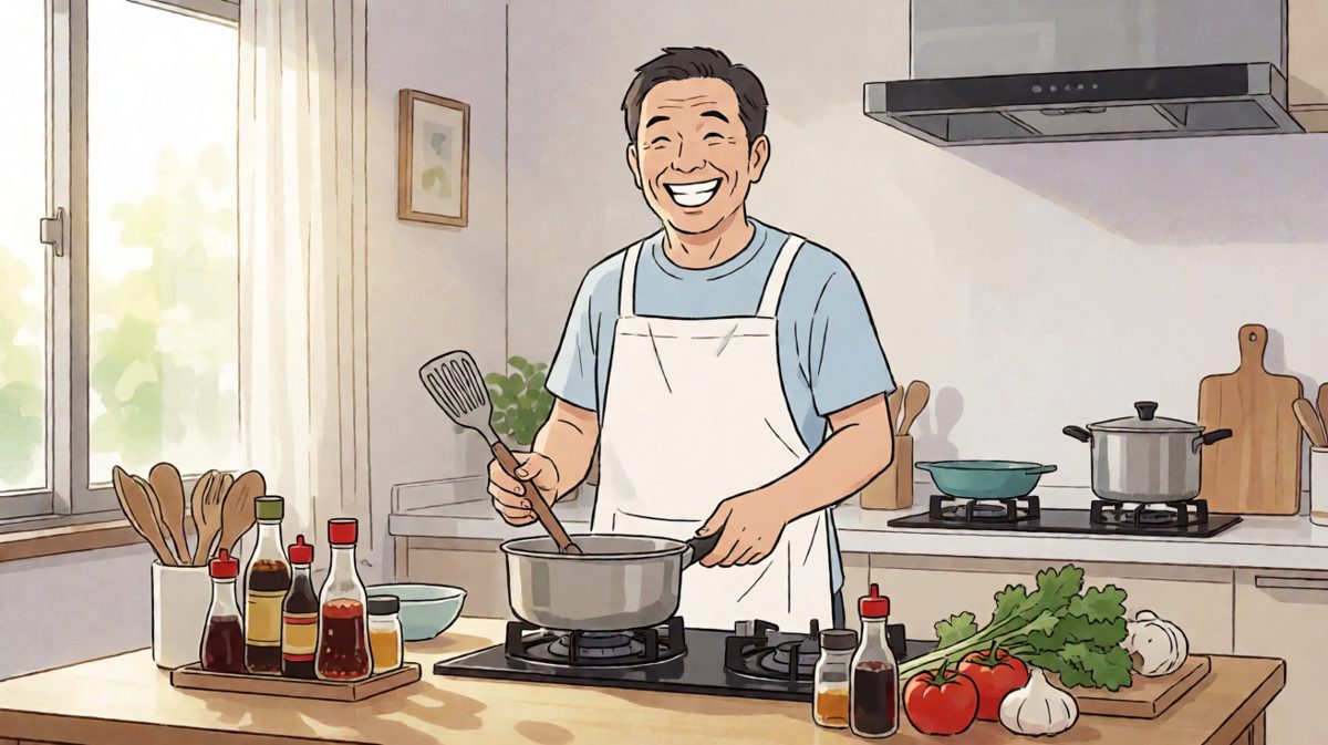 自信满满的男主宣布今晚由他来掌勺