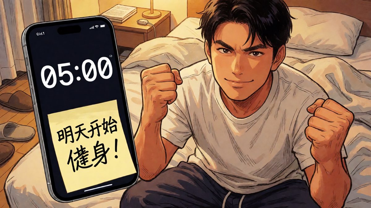 深夜雄心壮志：闹钟定好，明天晨跑起步！