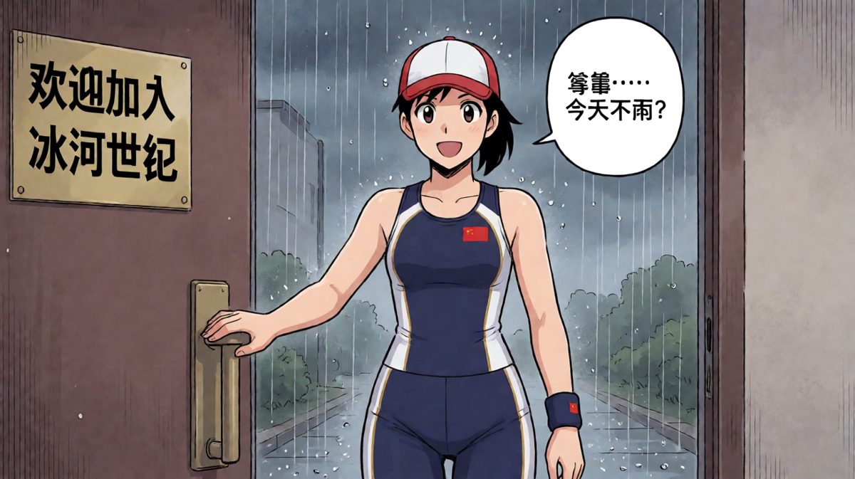 全副武装站在门口——然后发现外面在下暴雨
