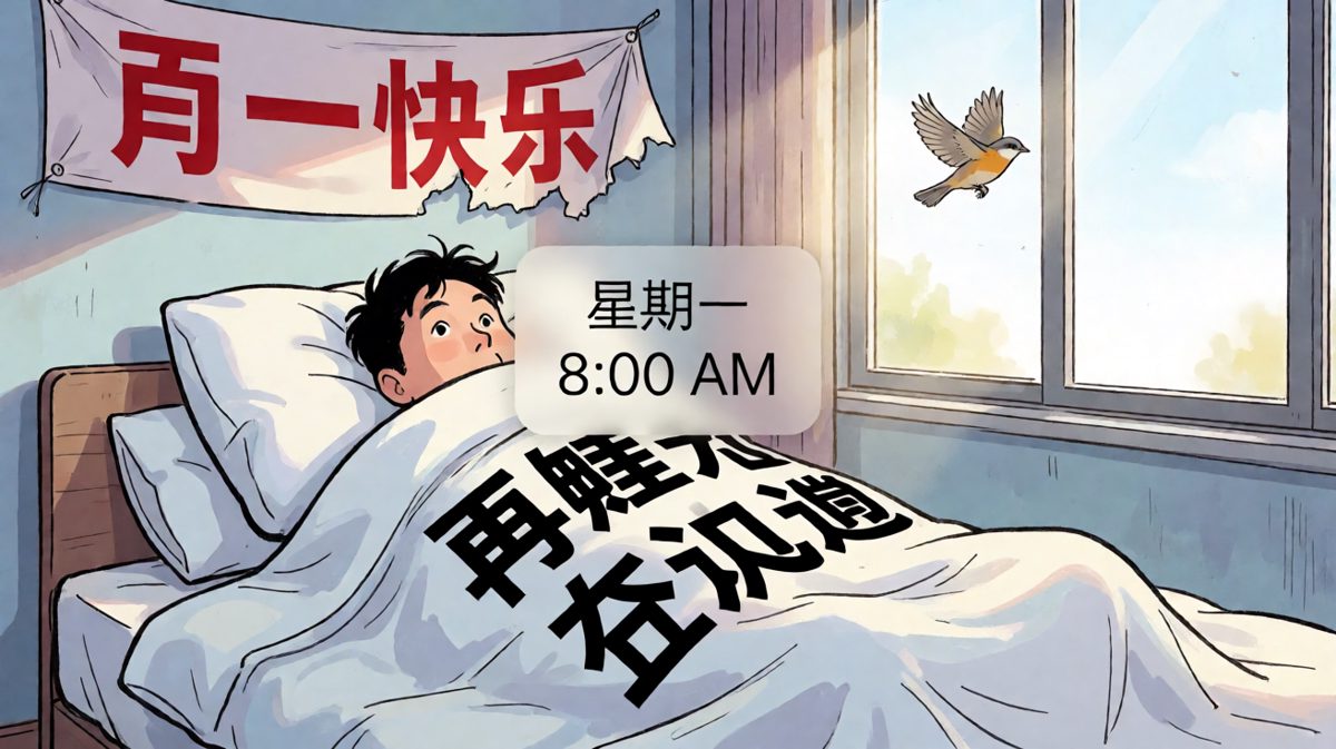 '闹钟响了108次，每次我都选择了关机再睡'