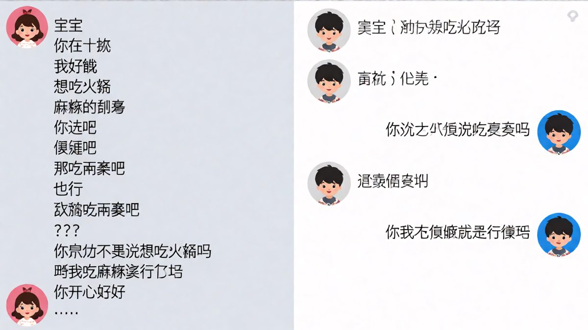 女生让男生选餐厅，从火锅到麻辣烫的崩溃循环。
