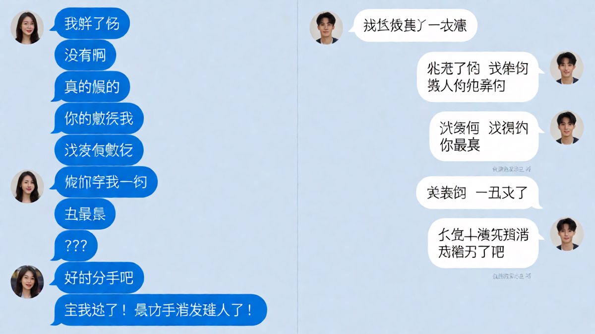男生手滑发错消息，差点触发分手危机。
