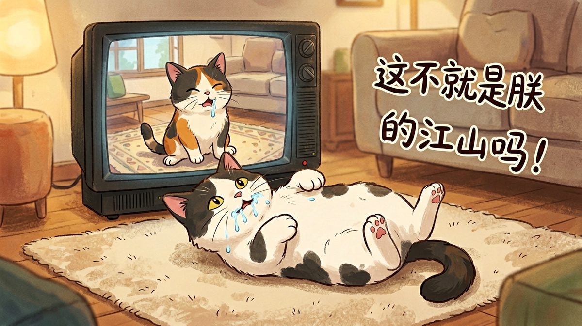 看猫看剧两不误，这才是猫生赢家