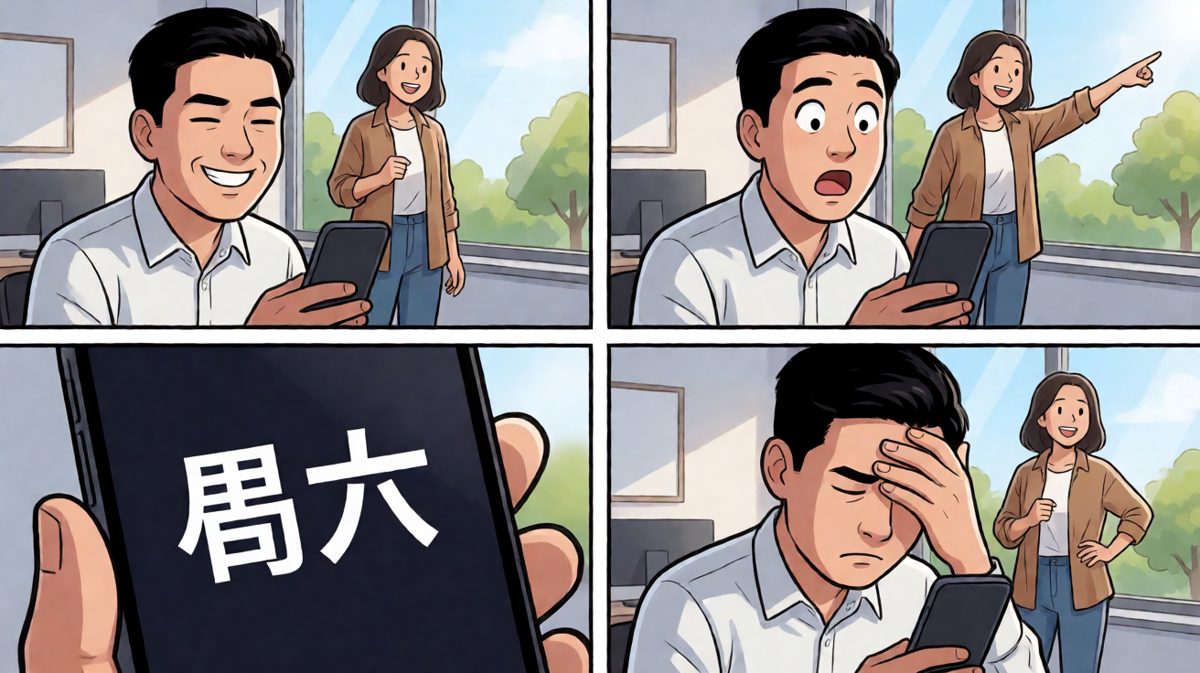 格子四：翻开日历才发现——今天其实是周六。