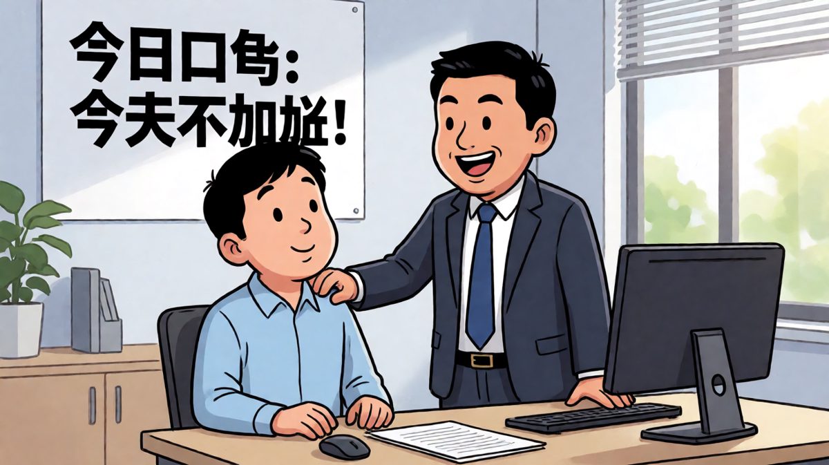 老板：‘恭喜你获得今天提前下班奖！’员工：‘真的吗？’老板：‘假的，继续干’