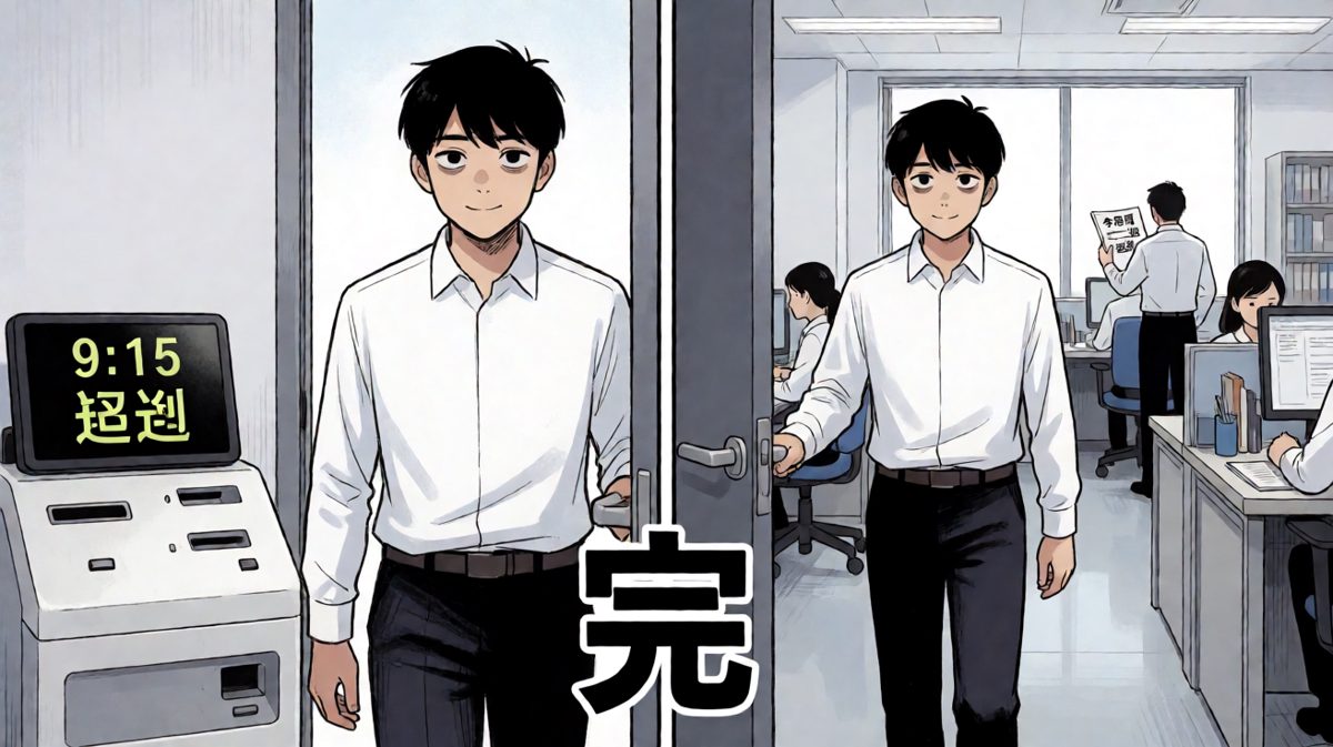 完美！第15分钟到公司，自律果然让我迟到了。