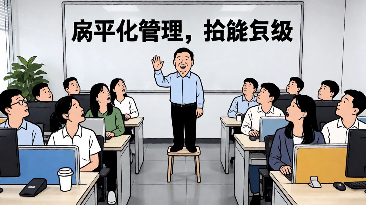 老板：我们要扁平化管理！员工：那你下来啊老板。