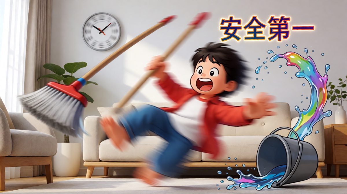 一滑到底，完美摔个四脚朝天！