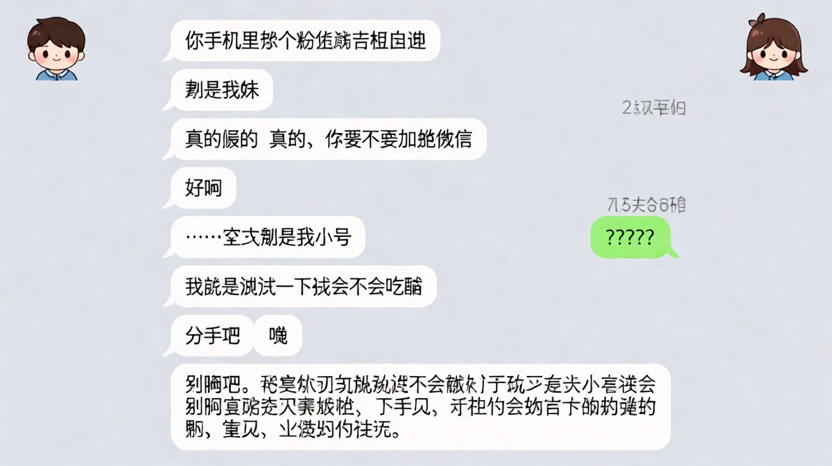 测试女朋友会不会吃醋，结果把自己测试没了