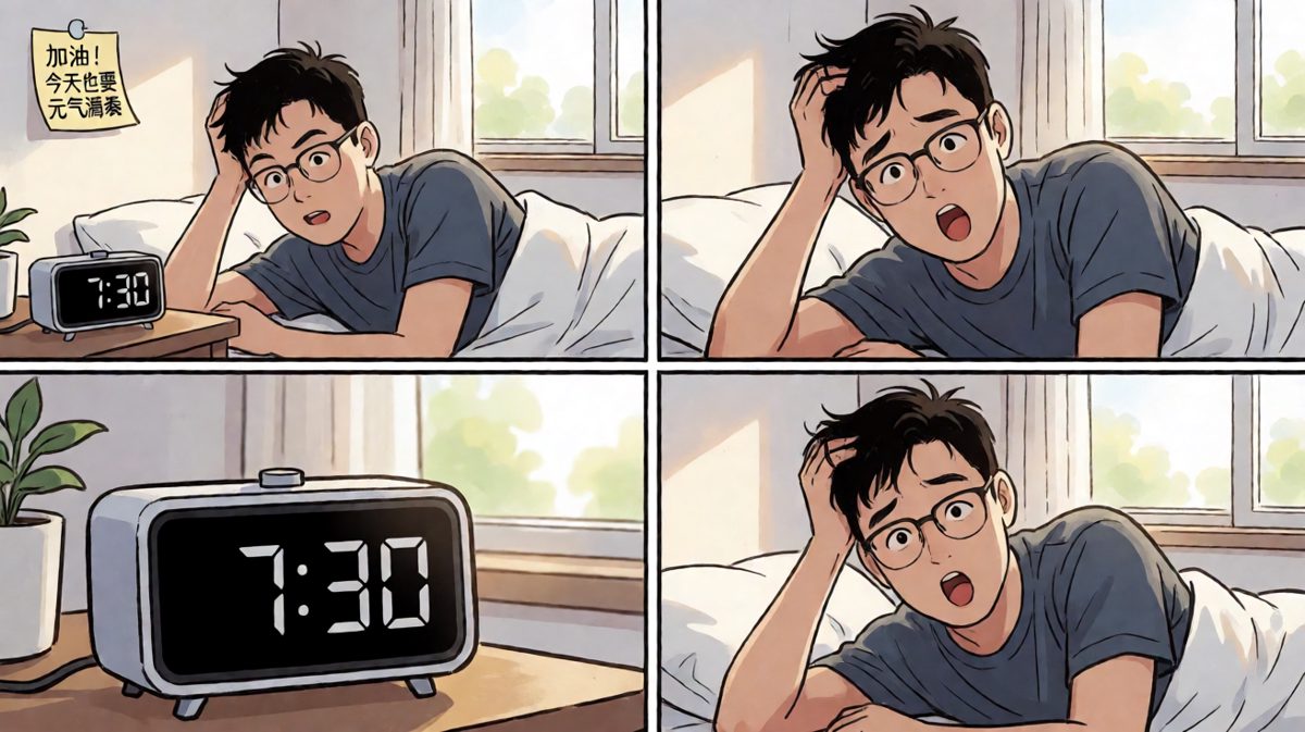 闹钟居然没响！